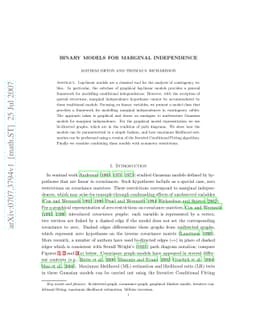 Binary Models for Marginal Independence