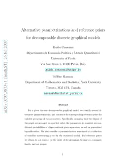 Alternative parametrizations and reference priors for decomposable
  discrete graphical models