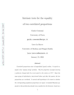 Intrinsic tests for the equality of two correlated proportions
