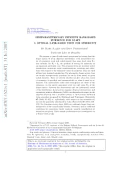Semiparametrically efficient rank-based inference for shape I. optimal
  rank-based tests for sphericity