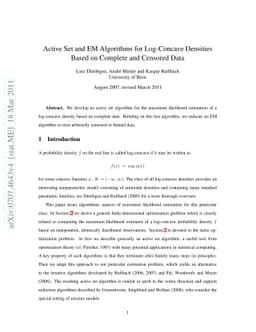 Active Set and EM Algorithms for Log-Concave Densities Based on Complete
  and Censored Data