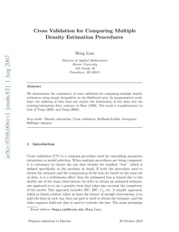 Cross Validation for Comparing Multiple Density Estimation Procedures