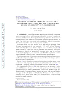 Discussion of ``2004 IMS Medallion Lecture: Local Rademacher
  complexities and oracle inequalities in risk minimization'' by V.
  Koltchinskii
