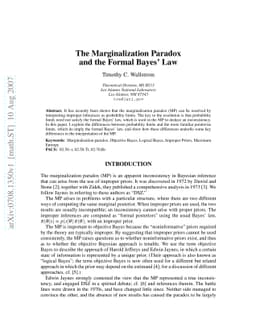 The marginalization paradox and the formal Bayes' law
