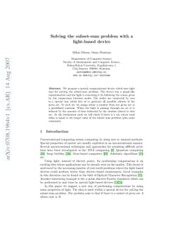 Solving the subset-sum problem with a light-based device