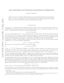 Tail Asymptotics and Estimation for Elliptical Distributions