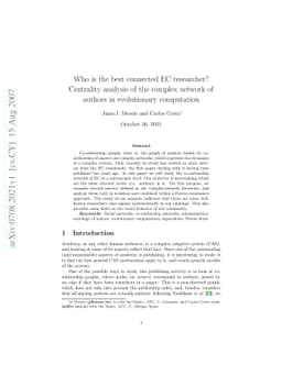 Who is the best connected EC researcher? Centrality analysis of the
  complex network of authors in evolutionary computation