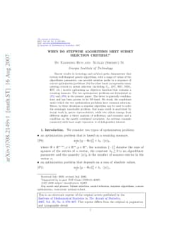 When do stepwise algorithms meet subset selection criteria?