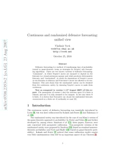 Continuous and randomized defensive forecasting: unified view