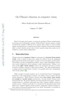 On Ullman's theorem in computer vision