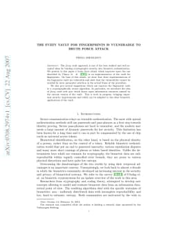 The Fuzzy Vault for fingerprints is Vulnerable to Brute Force Attack