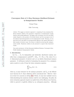 Convergence Rate of K-Step Maximum Likelihood Estimate in Semiparametric
  Models