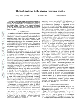 Optimal strategies in the average consensus problem