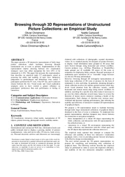 Browsing through 3D representations of unstructured picture collections:
  an empirical study