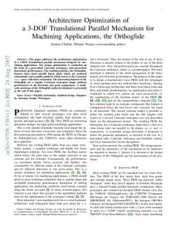 Architecture Optimization of a 3-DOF Translational Parallel Mechanism
  for Machining Applications, the Orthoglide