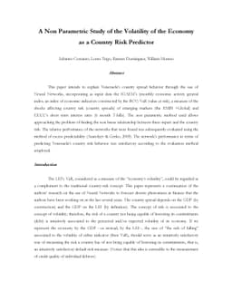 A Non Parametric Study of the Volatility of the Economy as a Country
  Risk Predictor