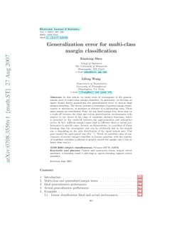 Generalization error for multi-class margin classification