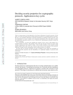 Deciding security properties for cryptographic protocols. Application to
  key cycles