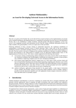 Ambient Multimodality: an Asset for Developing Universal Access to the
  Information Society