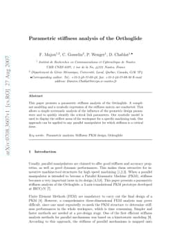 Parametric stiffness analysis of the Orthoglide