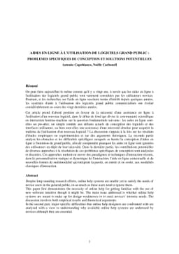 Aides en ligne à lútilisation de logiciels grand public : problèmes
  spécifiques de conception et solutions potentielles