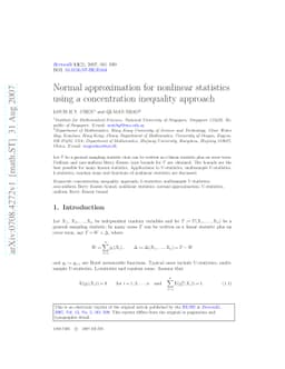 Normal approximation for nonlinear statistics using a concentration
  inequality approach