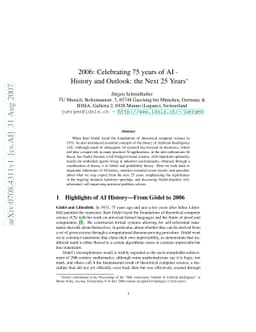 2006: Celebrating 75 years of AI - History and Outlook: the Next 25
  Years