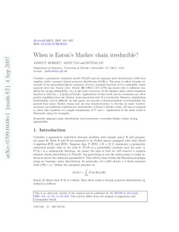 When is Eaton's Markov chain irreducible?