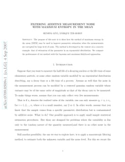 Filtering Additive Measurement Noise with Maximum Entropy in the Mean