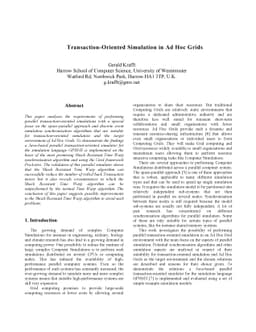 Research Paper on Transaction-Oriented Simulation In Ad Hoc Grids