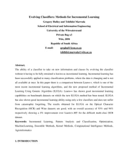 Evolving Classifiers: Methods for Incremental Learning