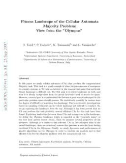 Fitness landscape of the cellular automata majority problem: View from
  the Olympus