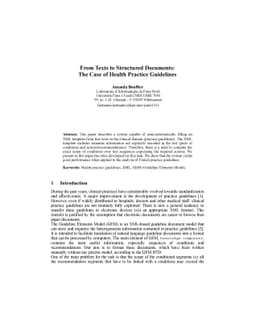 From Texts to Structured Documents: The Case of Health Practice
  Guidelines