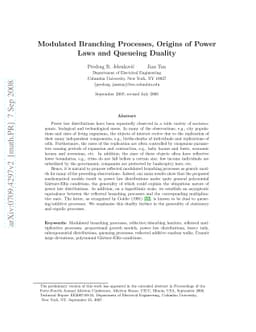 Modulated Branching Processes, Origins of Power Laws and Queueing
  Duality