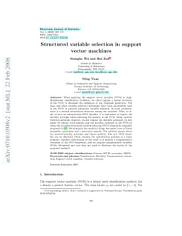 Structured variable selection in support vector machines