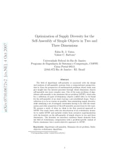 Optimization of supply diversity for the self-assembly of simple objects
  in two and three dimensions