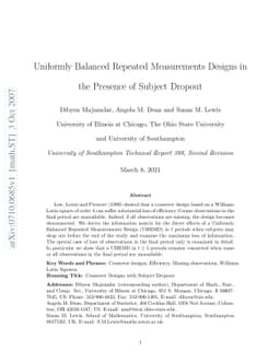 Uniformly Balanced Repeated Measurements Designs in the Presence of
  Subject Dropout