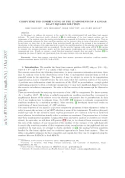 Computing the Conditioning of the Components of a Linear Least Squares
  Solution