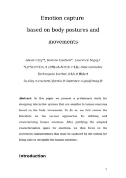 Emotion capture based on body postures and movements