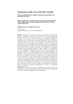 Assistance orale à la recherche visuelle - étude expérimentale de
  lápport díndications spatiales à la détection de cibles