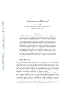 Information and Entropy