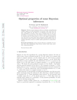 Optimal properties of some Bayesian inferences
