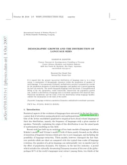 Demographic growth and the distribution of language sizes
