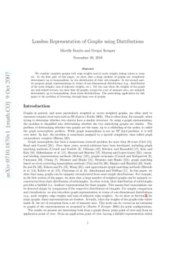 Lossless Representation of Graphs using Distributions