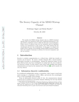 The Secrecy Capacity of the MIMO Wiretap Channel