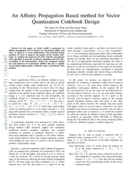 An Affinity Propagation Based method for Vector Quantization Codebook
  Design