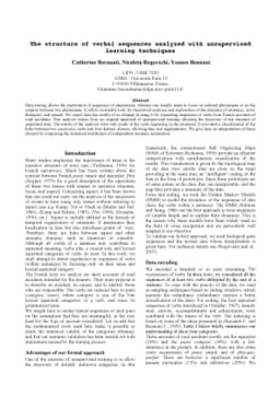 The structure of verbal sequences analyzed with unsupervised learning
  techniques