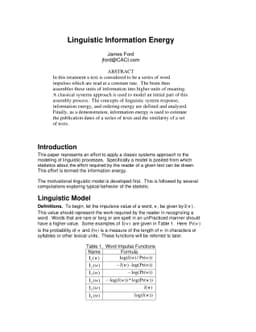 Linguistic Information Energy