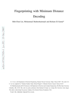 Fingerprinting with Minimum Distance Decoding