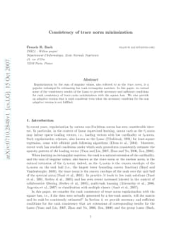 Consistency of trace norm minimization